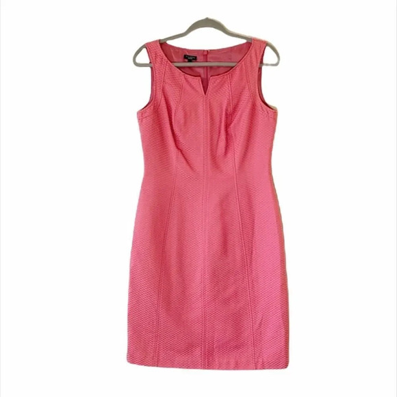 Talbots‎ Pink Silk Blend Textured Sheath Dress Size 10 Office Wear Career Work - Picture 1 of 9